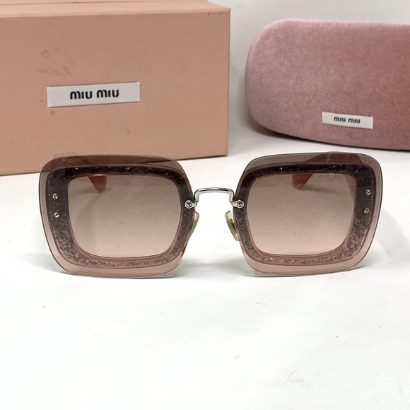 Miu Miu Sunglasses Pink Tinted Glitter Rims - Picture 2 of 11